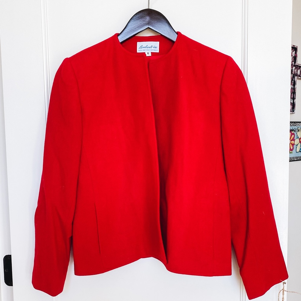Vintage Lombardi Inc Sports Blazer- Red Wool with Angled Details
